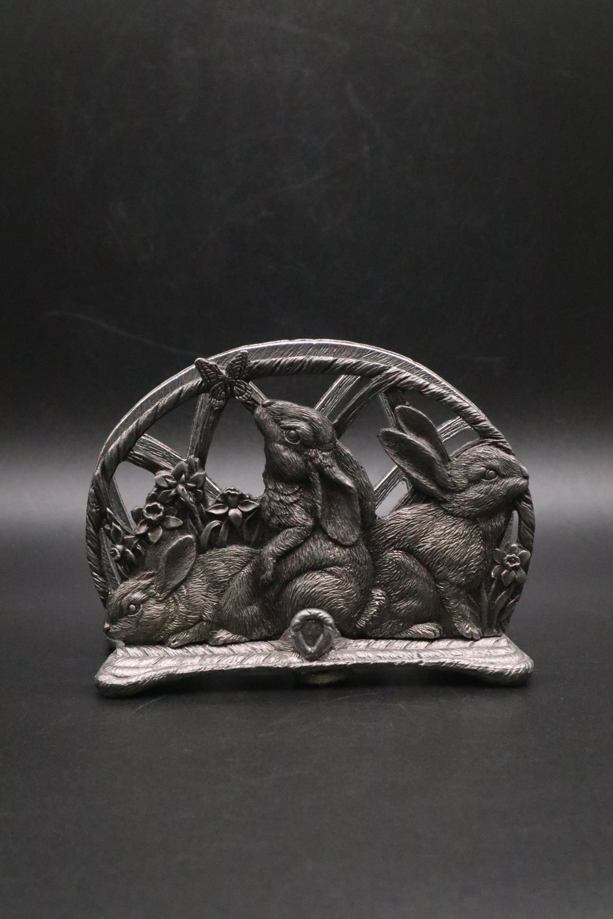 VINTAGE METZKE USA EASTER PEWTER NAPKIN HOLDER