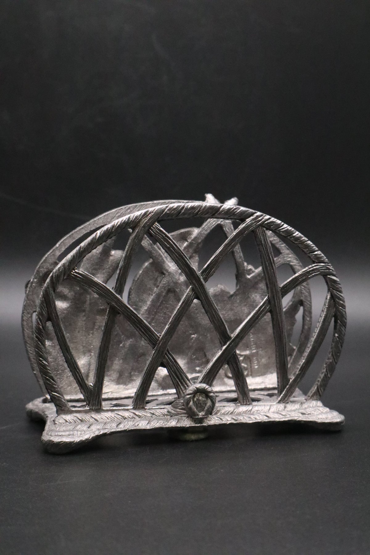 VINTAGE METZKE USA EASTER PEWTER NAPKIN HOLDER