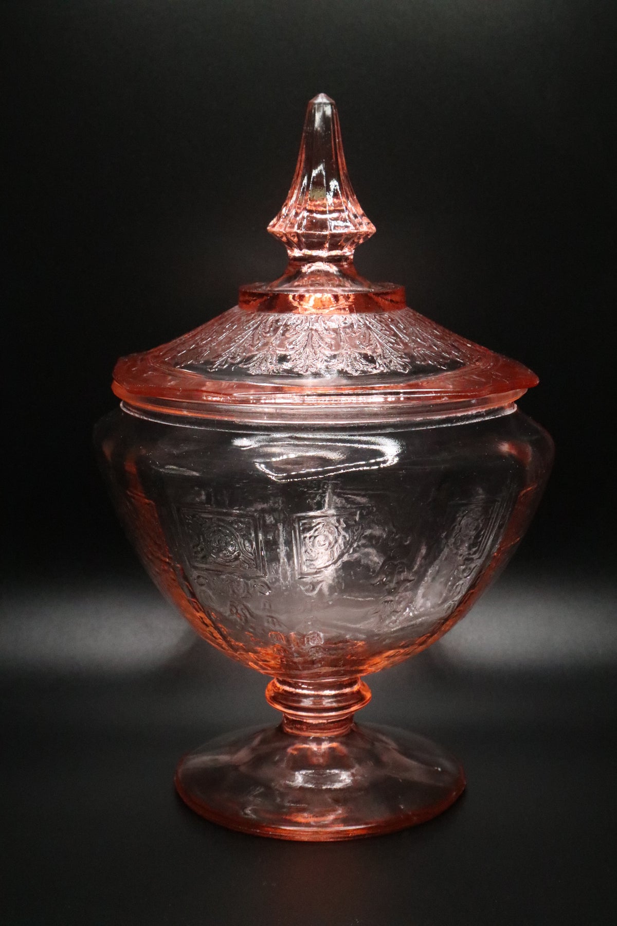 VINTAGE ANCHOR HOCKING "PRINCESS" PINK DEPRESSION GLASS CANDY DISH