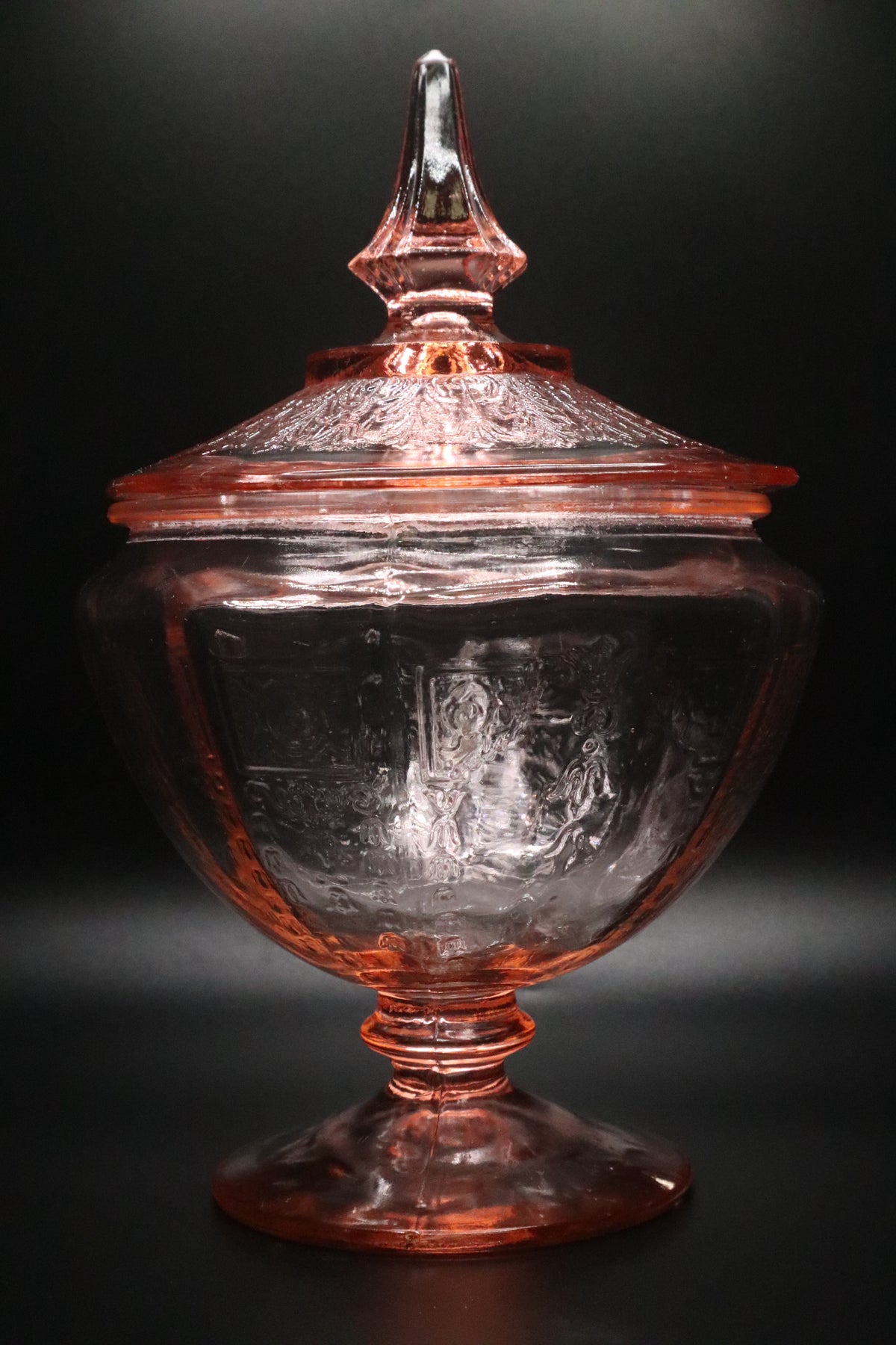 VINTAGE ANCHOR HOCKING "PRINCESS" PINK DEPRESSION GLASS CANDY DISH