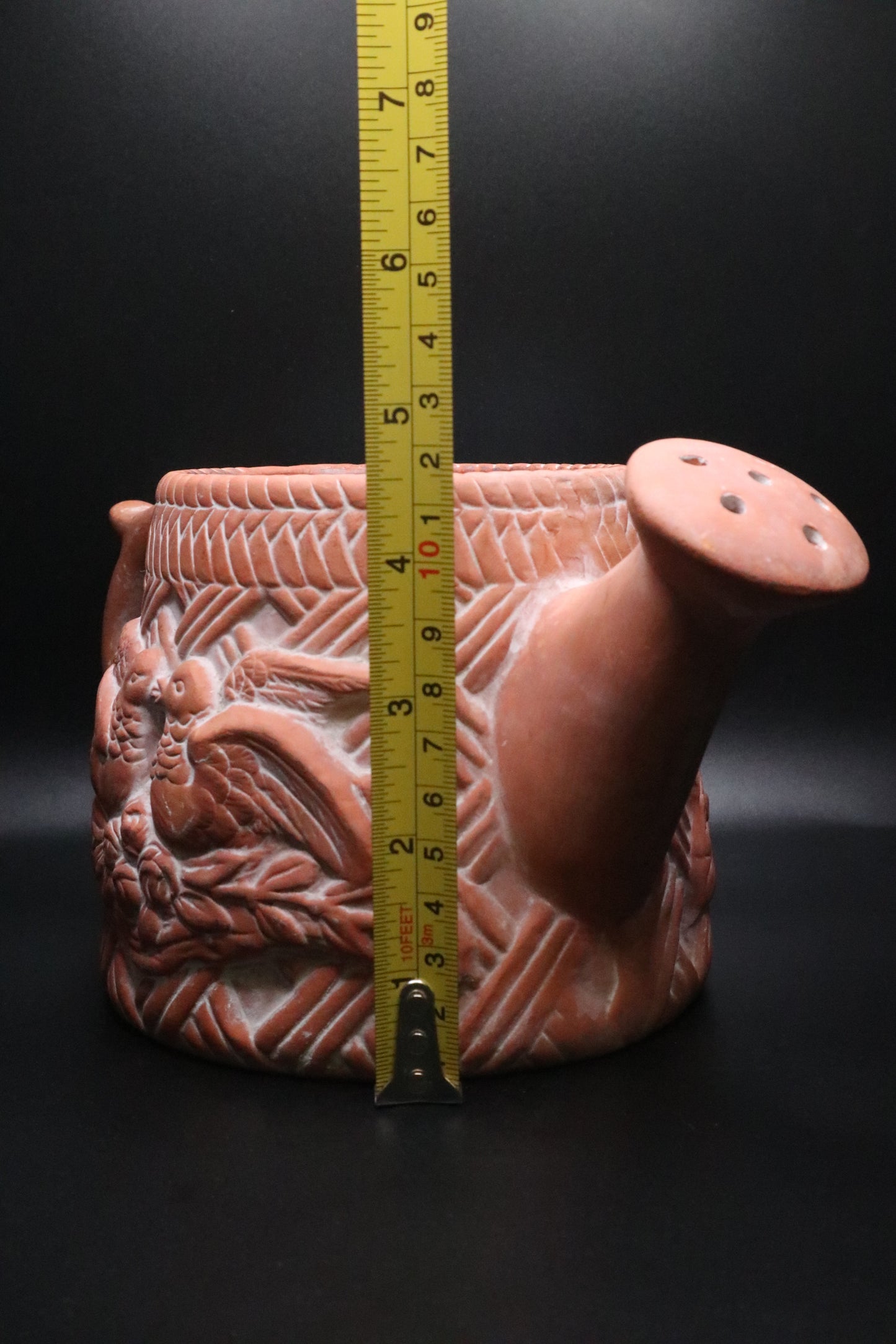 VINTAGE LOVE BIRDS CLAY WATERING CAN