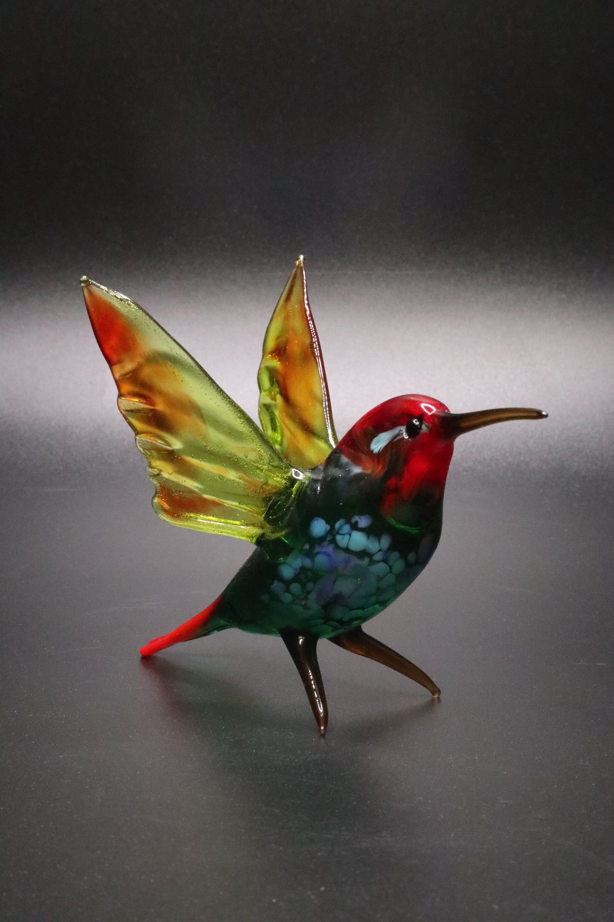 HAND BLOWN ART GLASS HUMMINGBIRD