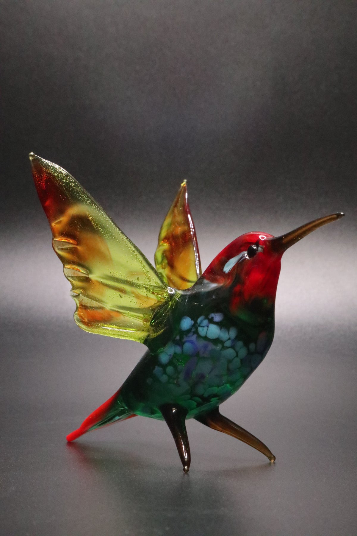 HAND BLOWN ART GLASS HUMMINGBIRD