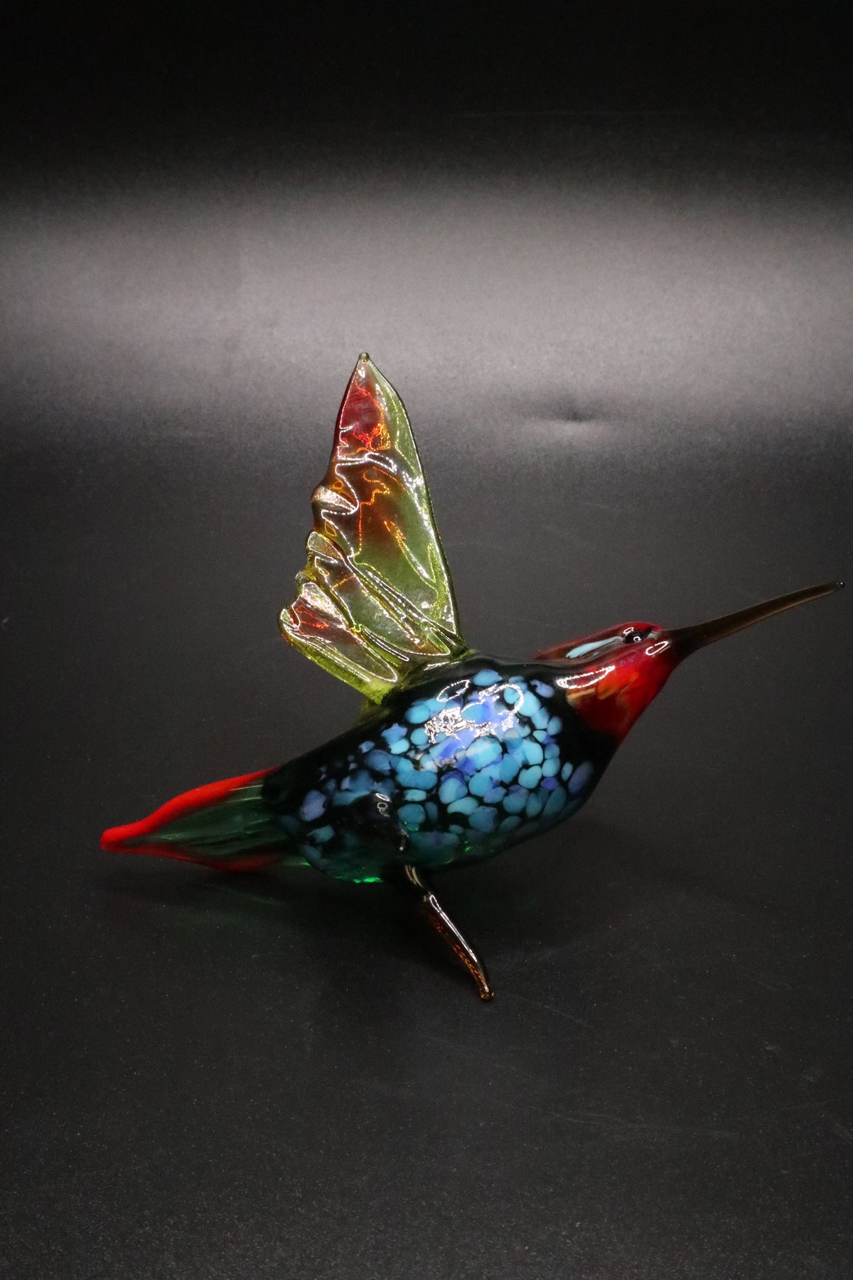 HAND BLOWN ART GLASS HUMMINGBIRD