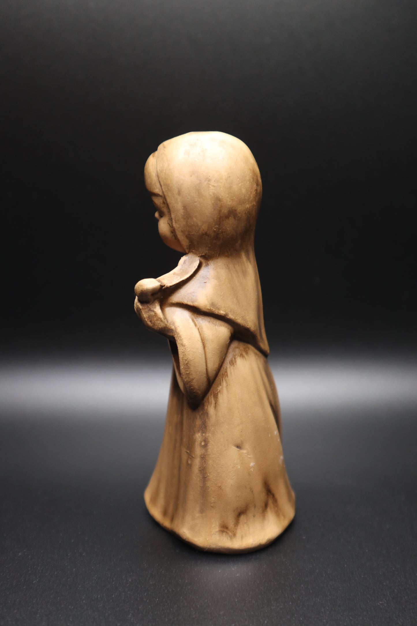 VINTAGE CHALKWARE GOLD NUN WITH HARP BY COMMODORE