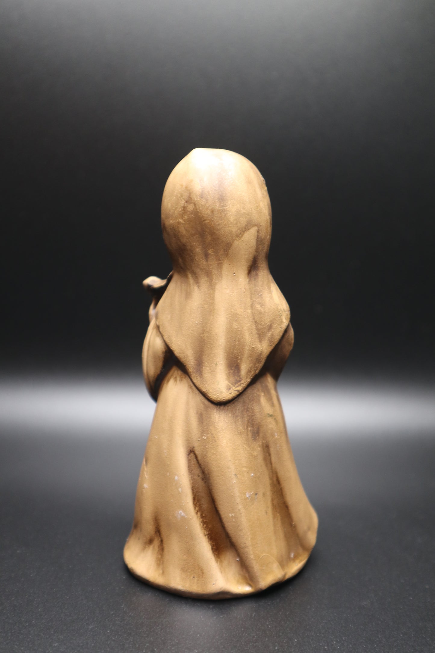VINTAGE CHALKWARE GOLD NUN WITH HARP BY COMMODORE
