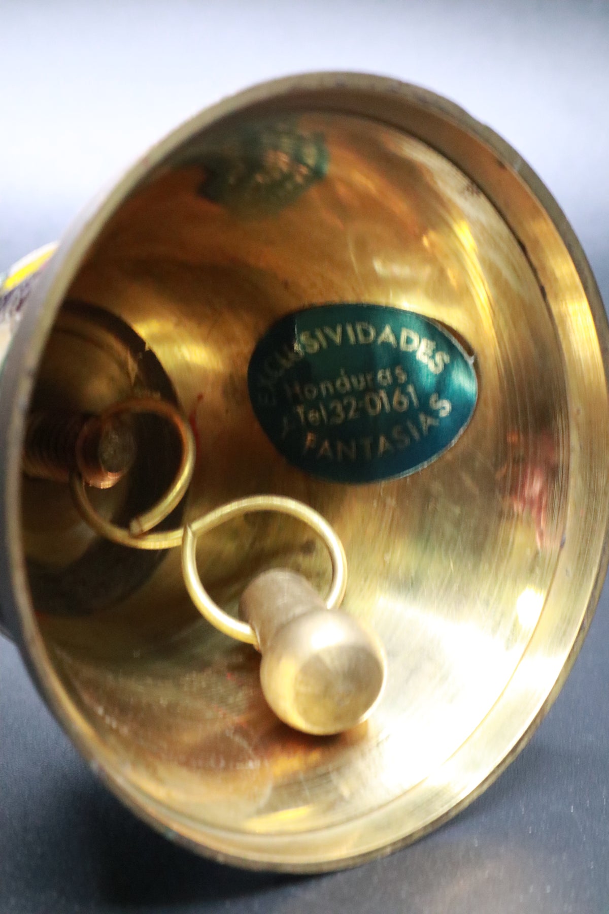 VINTAGE BRASS CLOISONNE ENAMEL BUTTERFLY BELL