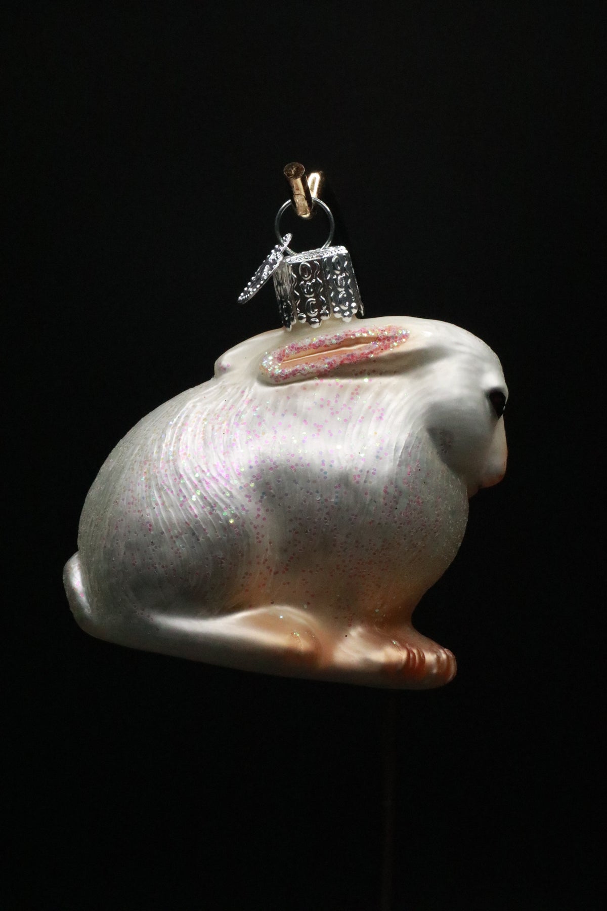 VINTAGE OLD WORLD CHRISTMAS COTTON TAIL BUNNY BLOWN GLASS ORNAMENT