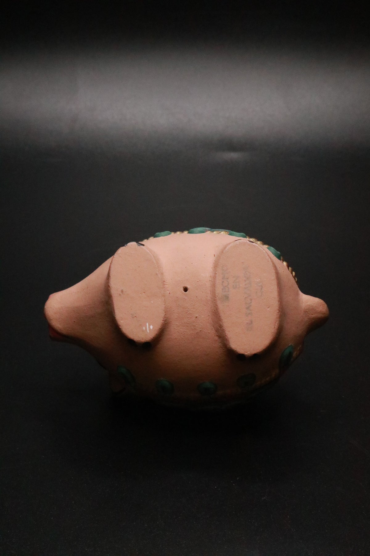 VINTAGE SALVADOREAN TALAVERA-STYLE POTTERY HAND PAINTED PIG