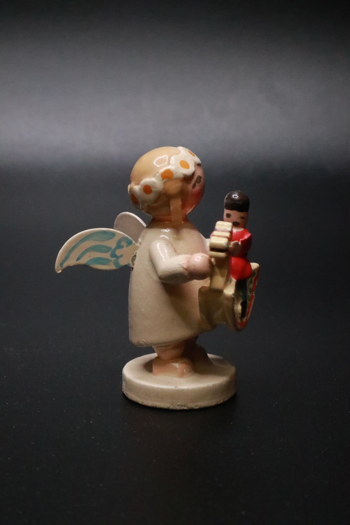 WENDT AND KüHN GERMAN "MARGUERITE ANGEL" FIGURINE "ROCKING HORSE"