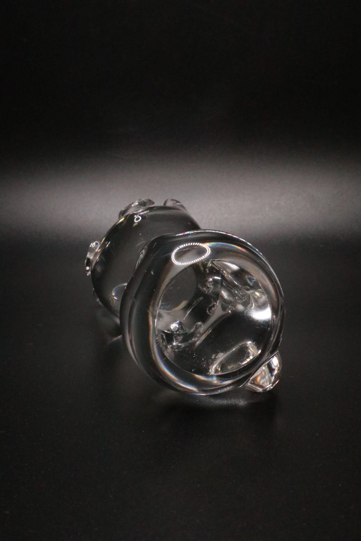 VINTAGE HAND BLOWN CLEAR GLASS ART CAT FIGURINE