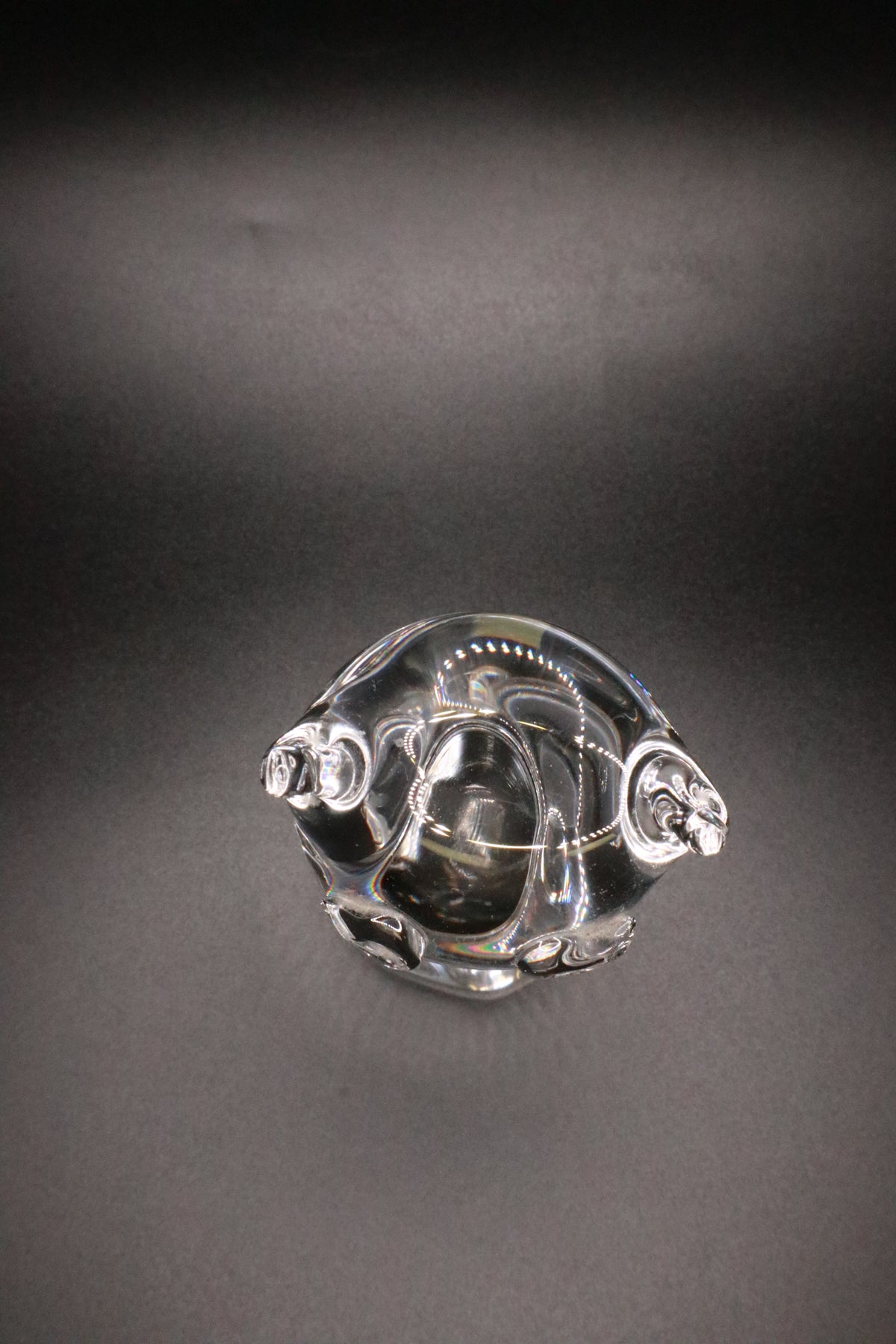 VINTAGE HAND BLOWN CLEAR GLASS ART CAT FIGURINE