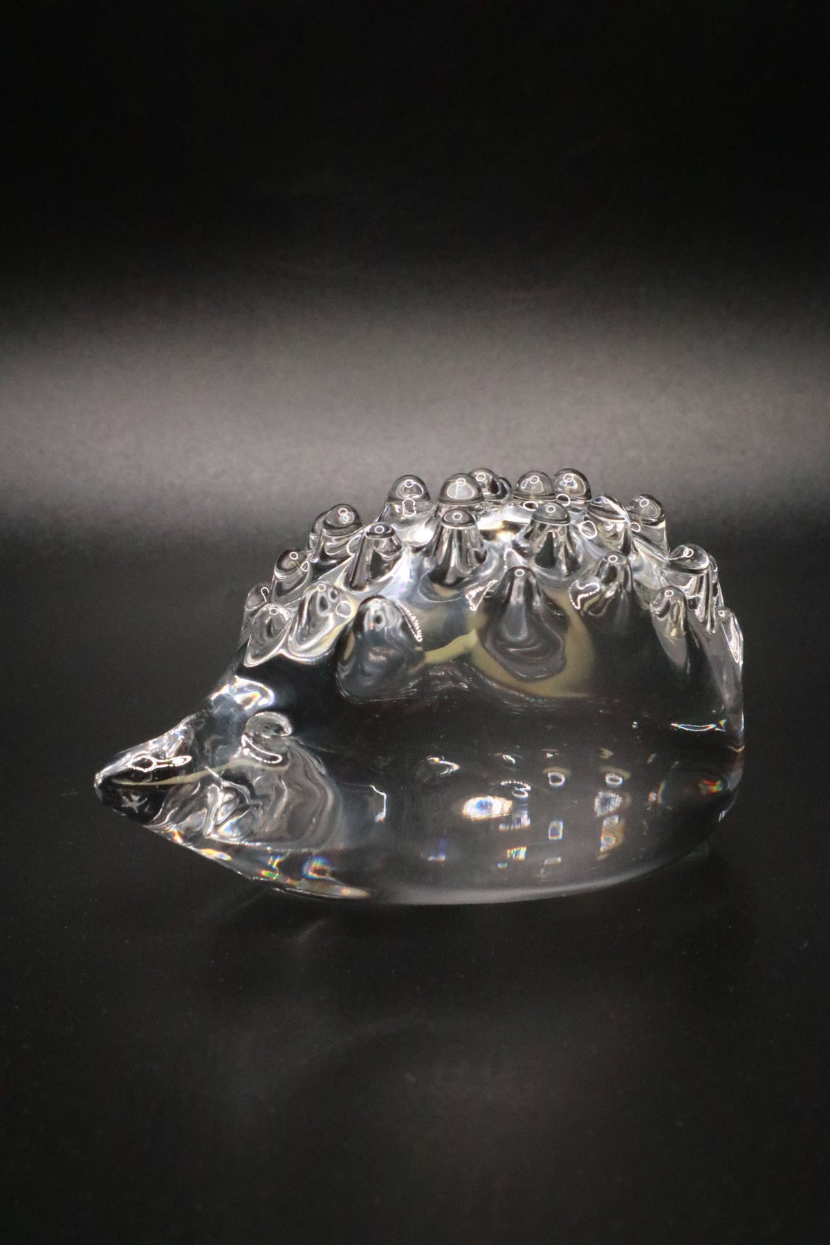 VINTAGE CLEAR HADELAND GLASSWORK OF NORWAY HEDGEHOG PAPERWEIGHT (AS IS)