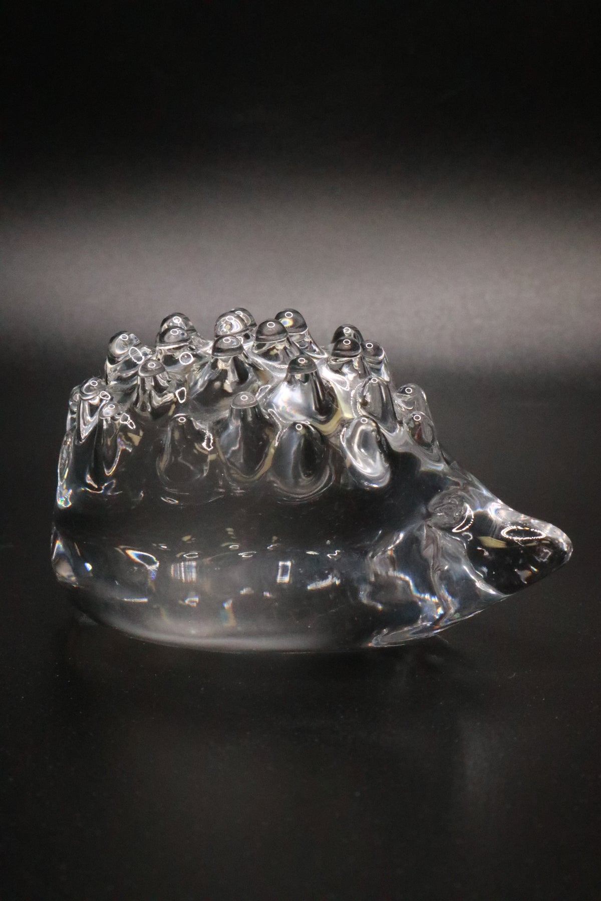 VINTAGE CLEAR HADELAND GLASSWORK OF NORWAY HEDGEHOG PAPERWEIGHT (AS IS)
