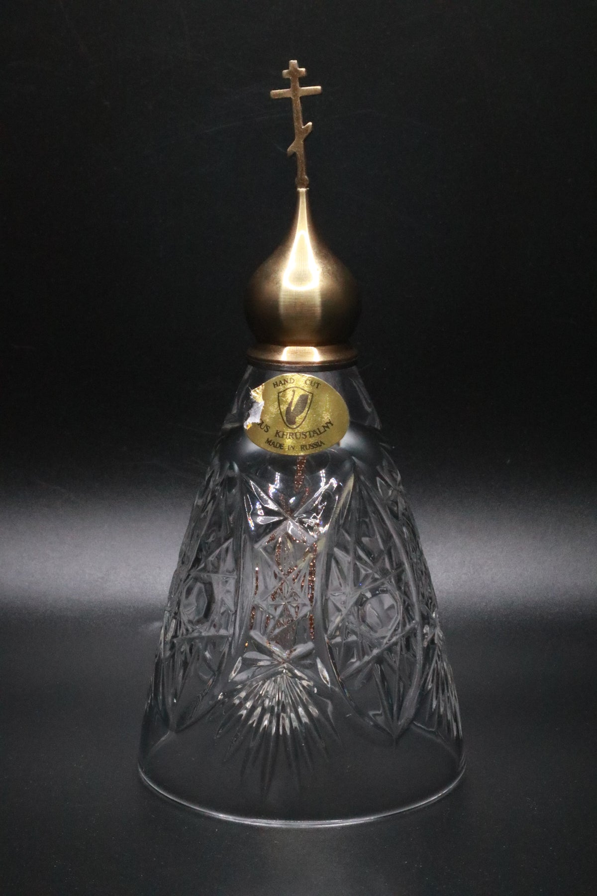 VINTAGE GUS KHRUSTALNY RUSSIAN HAND CUT CRYSTAL BELL CROSS