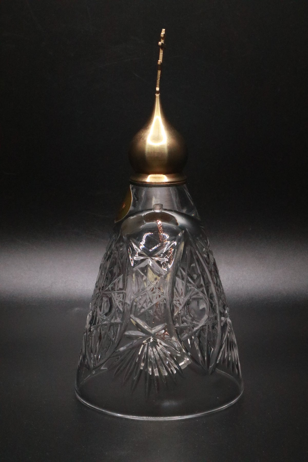 VINTAGE GUS KHRUSTALNY RUSSIAN HAND CUT CRYSTAL BELL CROSS