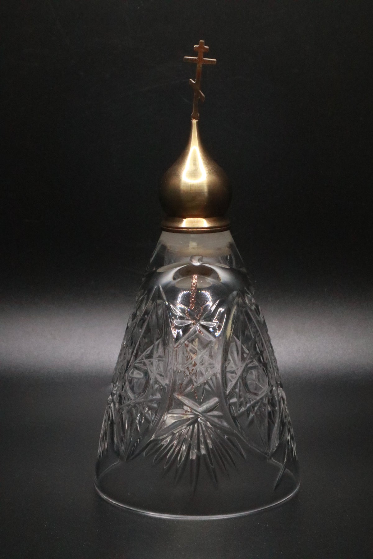 VINTAGE GUS KHRUSTALNY RUSSIAN HAND CUT CRYSTAL BELL CROSS