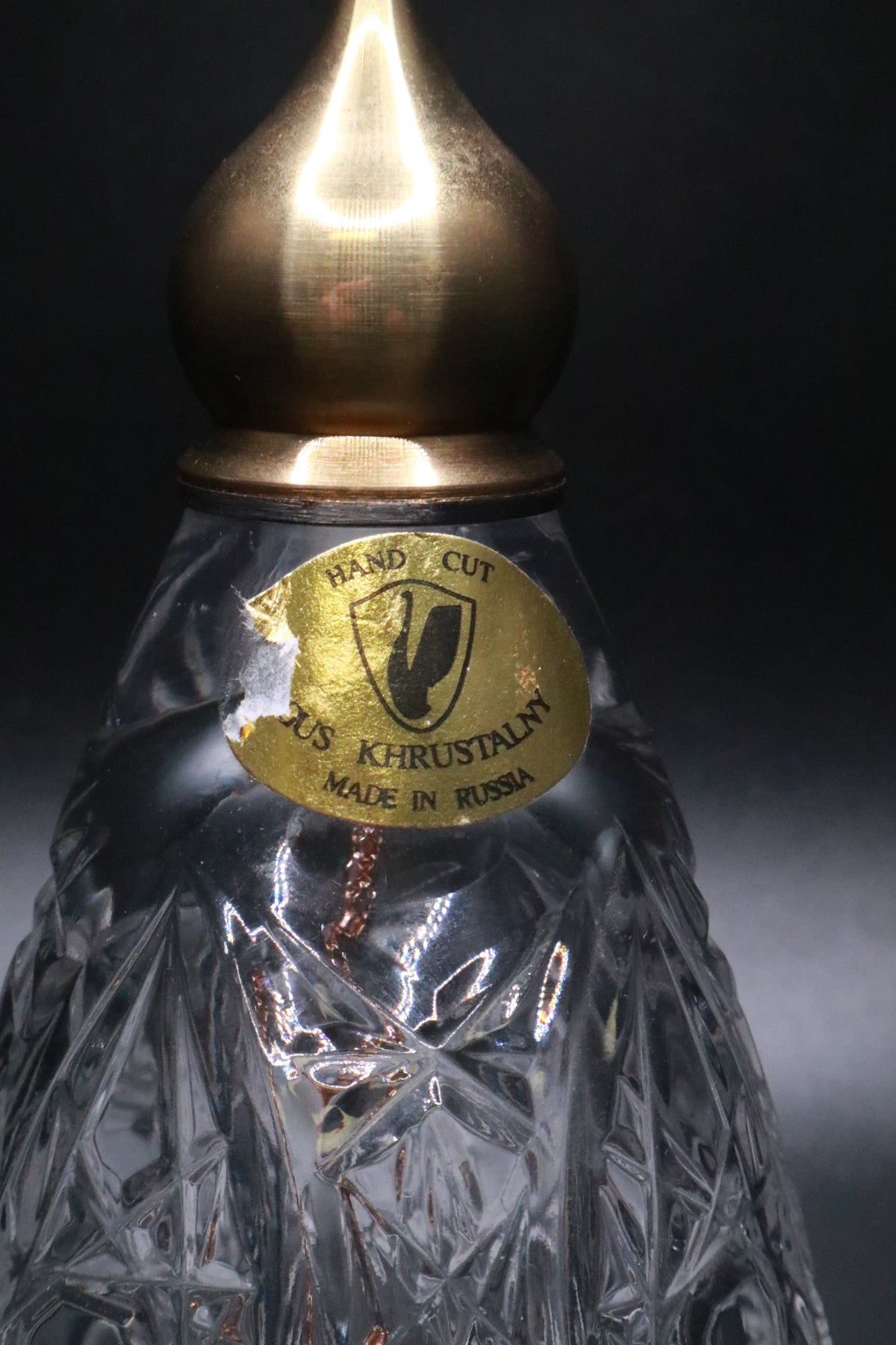 VINTAGE GUS KHRUSTALNY RUSSIAN HAND CUT CRYSTAL BELL CROSS