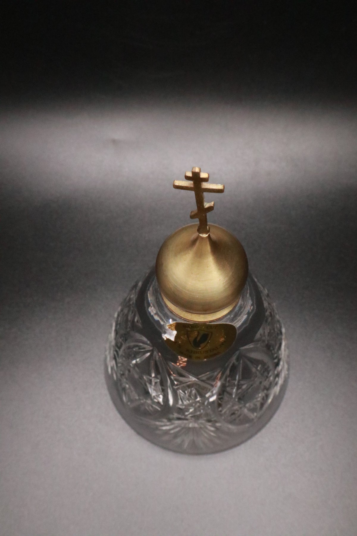 VINTAGE GUS KHRUSTALNY RUSSIAN HAND CUT CRYSTAL BELL CROSS