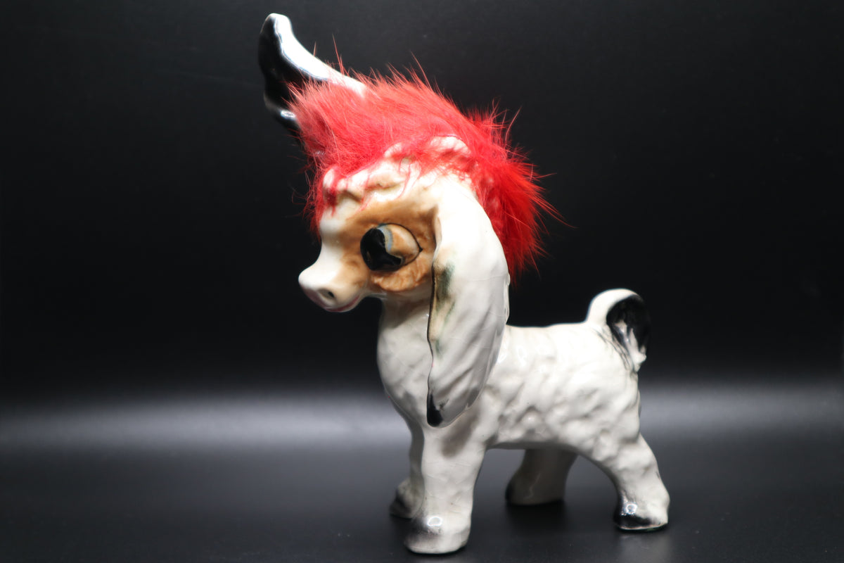 JAPAN DONKEY RED FUR MANE LONG EARS FIGURINE