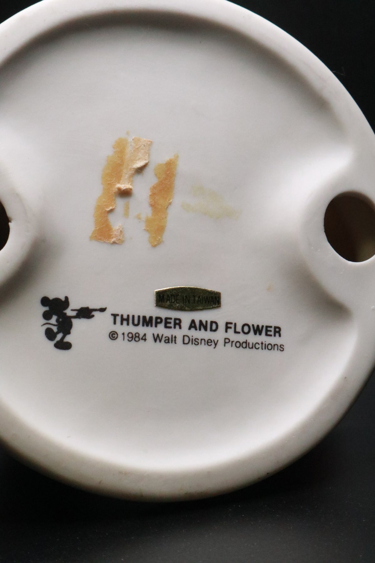 VINTAGE WALT DISNEY PRODUCTIONS THUMPER AND FLOWER CERAMIC FIGURINE