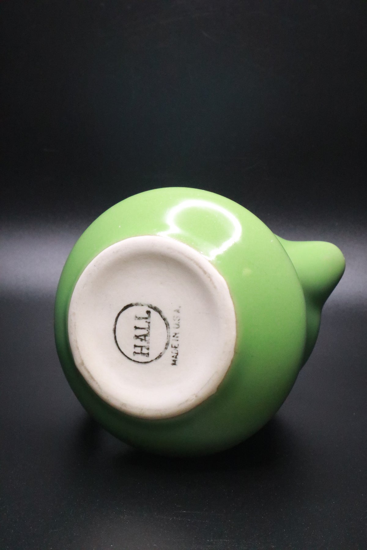VINTAGE HALL CHINA RESTAURANT WARE POTTERY GREEN CREAMER