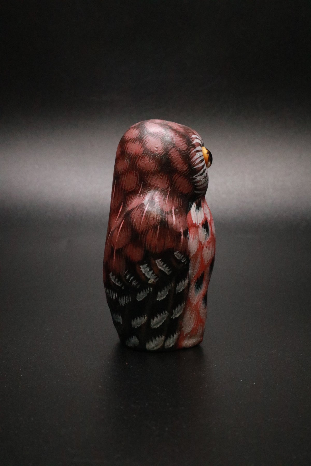 VINTAGE HAND PAINTED WOODEN OWL FIGURINE
