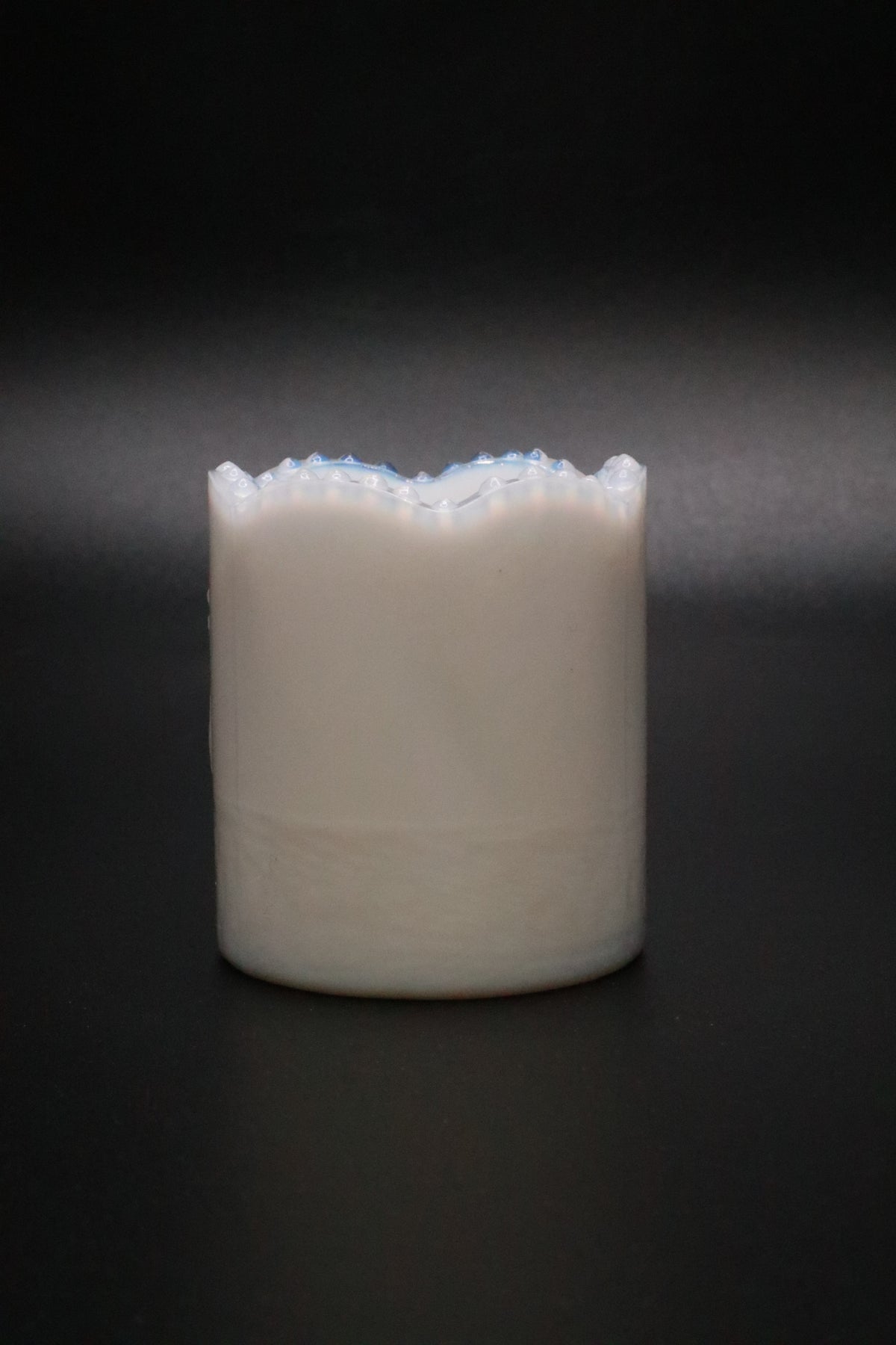 VINTAGE OPALINE MILK GLASS SCROLL DESIGN TOOTHPICK HOLDER