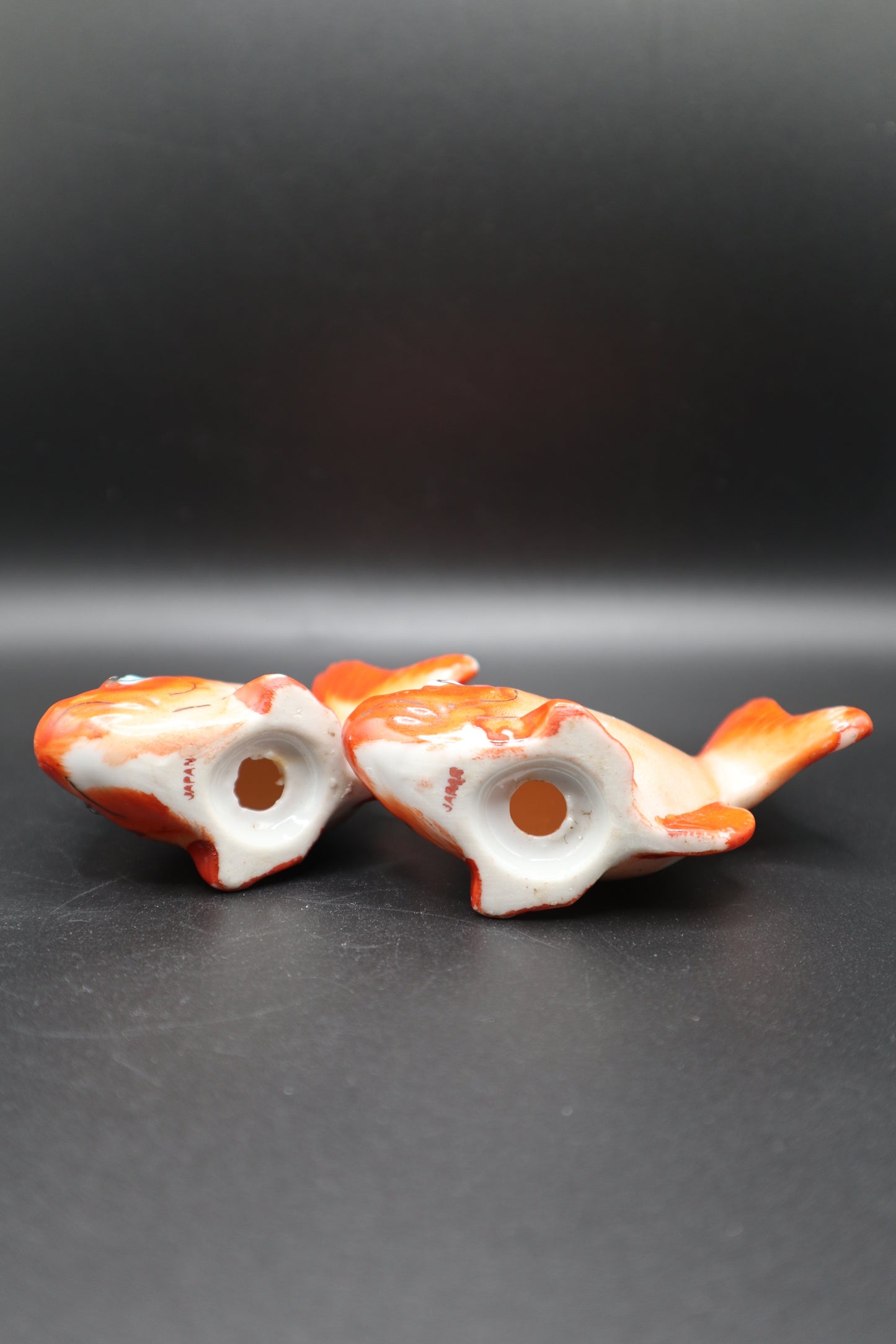 VINTAGE SALT AND PEPPER ORANGE GOLDFISH SHAKERS