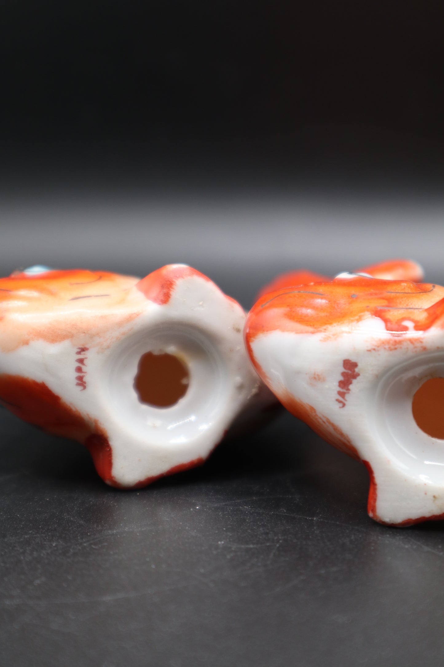 VINTAGE SALT AND PEPPER ORANGE GOLDFISH SHAKERS