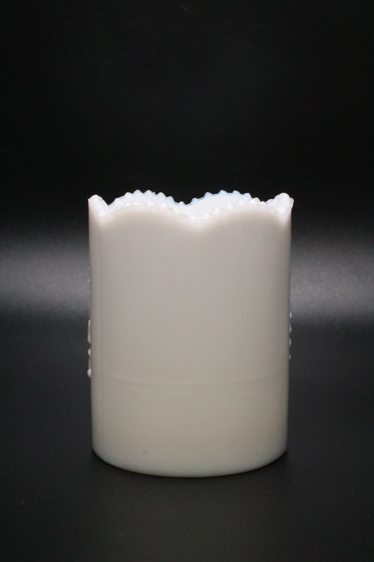 VINTAGE OPALINE MILK GLASS SCROLL DESIGN VASE
