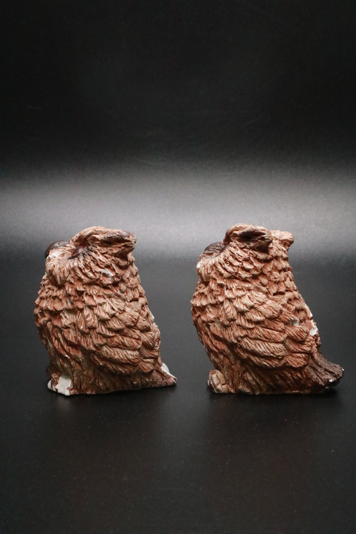 VINTAGE STONE CRITTER LITTLES USA OWL FIGURINES (AS IS) SET OF 2