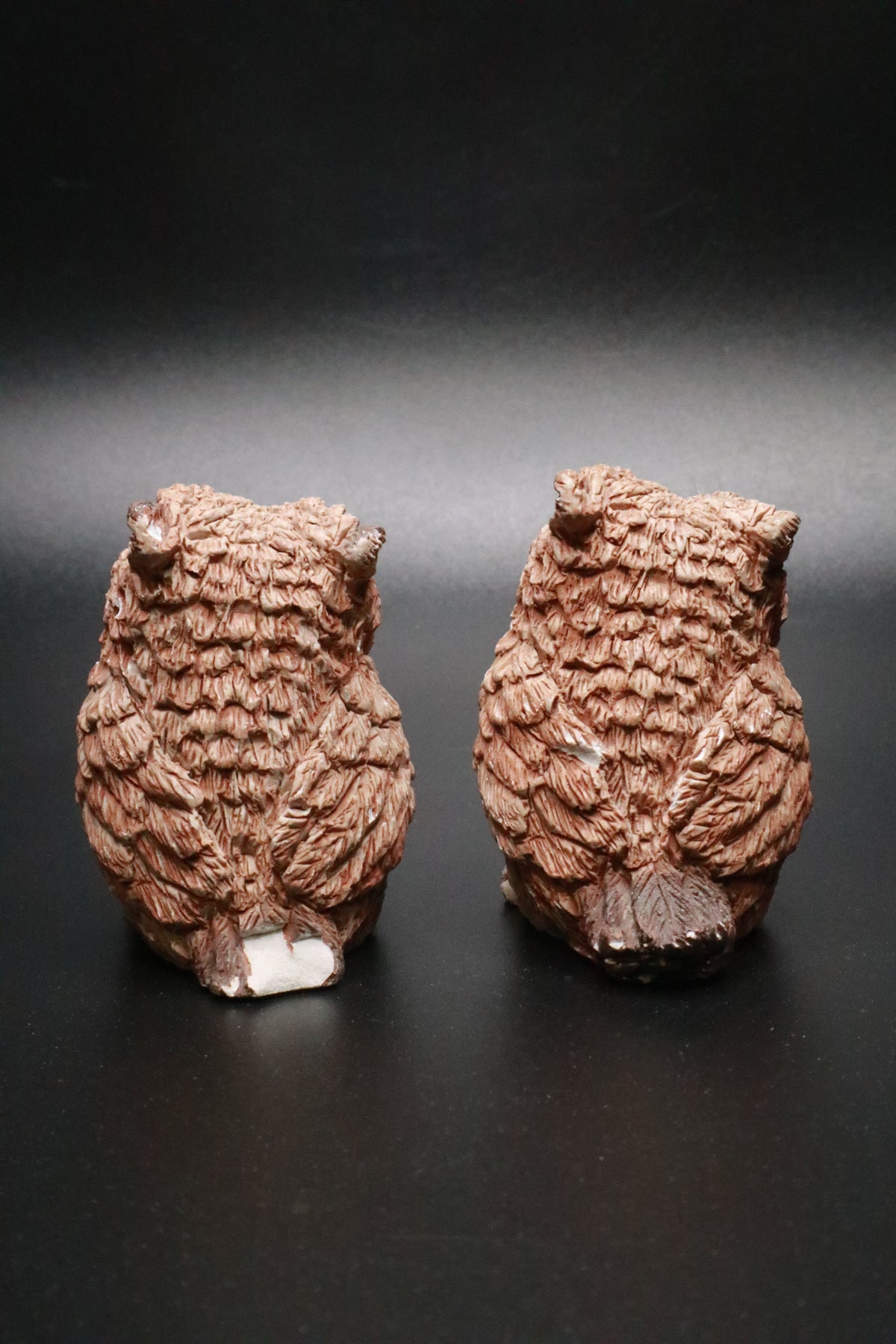 VINTAGE STONE CRITTER LITTLES USA OWL FIGURINES (AS IS) SET OF 2
