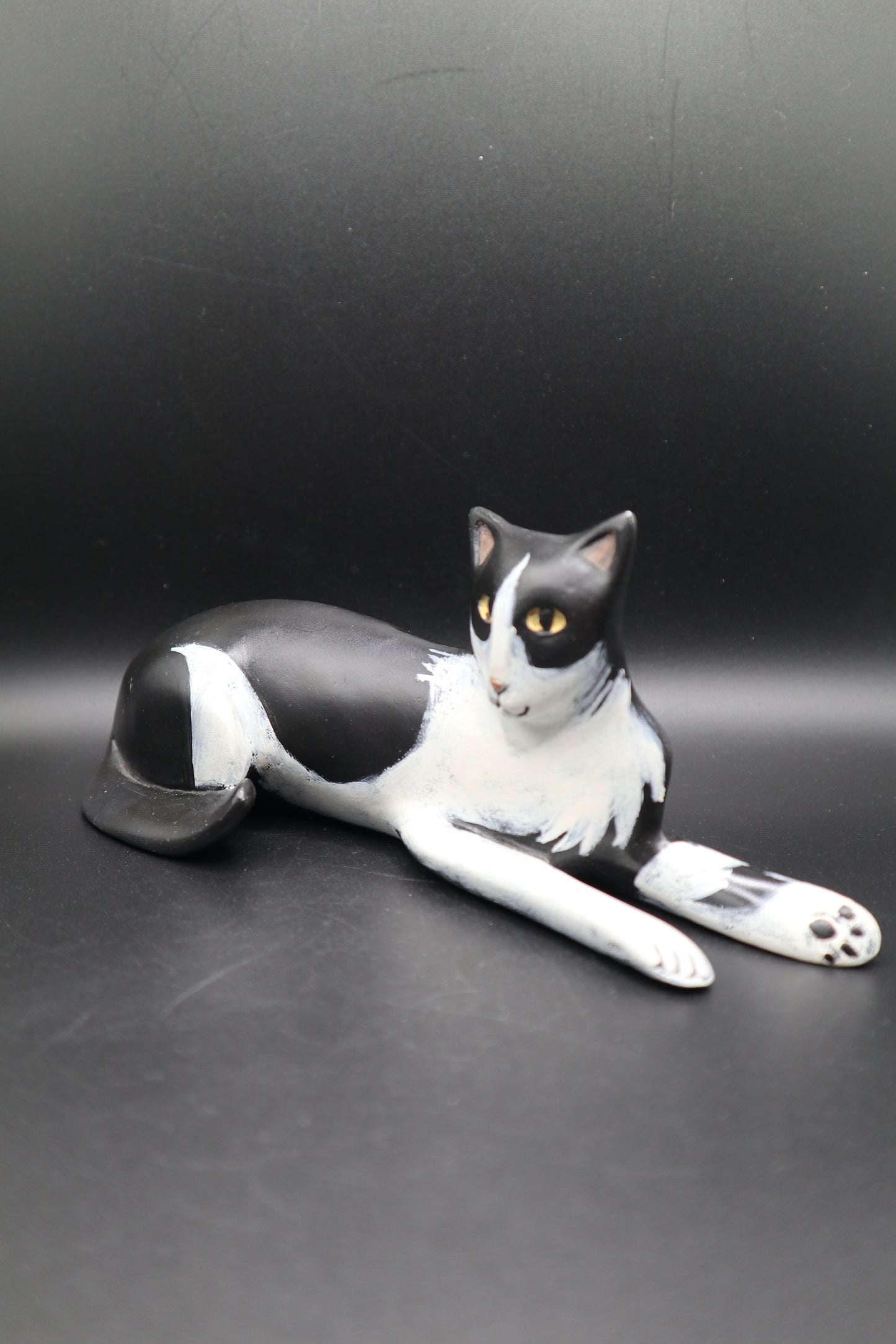 LYNDA PLEET WHITE AND BLACK CAT