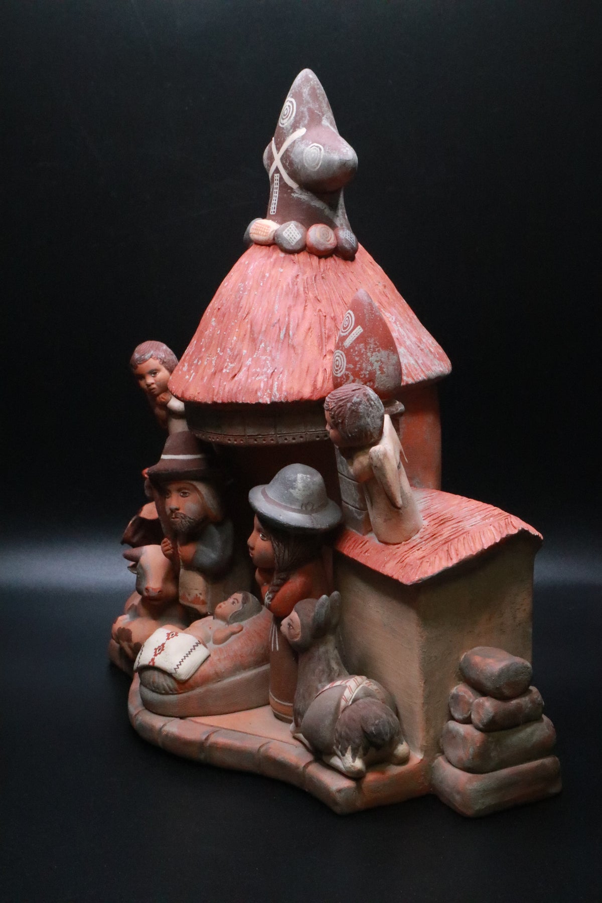 VINTAGE HAND CRAFTED ANDEAN TERRACOTA NATIVITY SCENCE (AS IS)