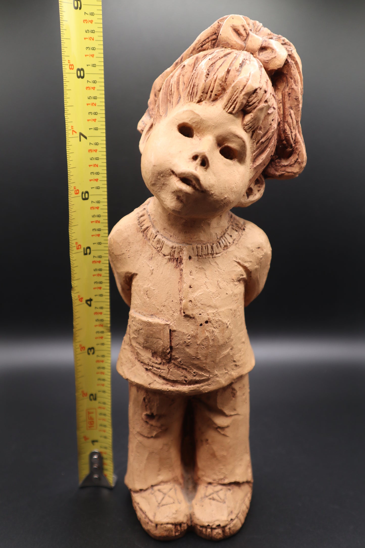 LEE BORTIN CLAY SCULPTURE GIRL WITH PONYTAIL