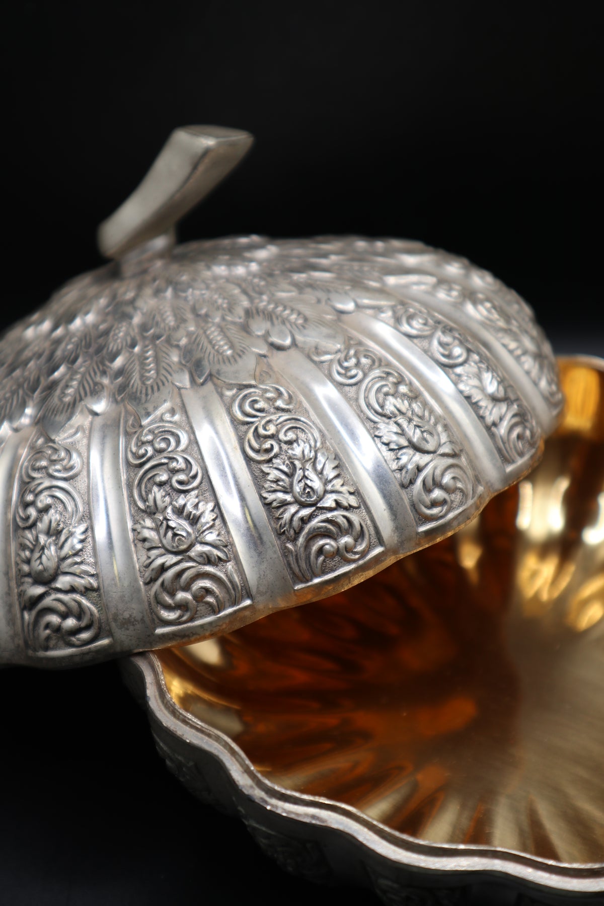 VINTAGE JAPAN SILVER PLATED PUMPKIN CANDY DISH