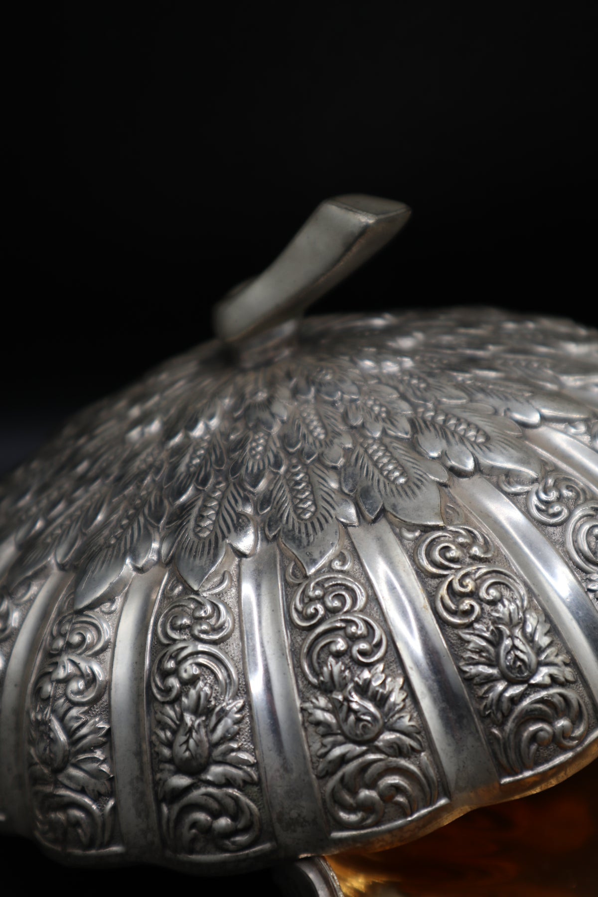VINTAGE JAPAN SILVER PLATED PUMPKIN CANDY DISH