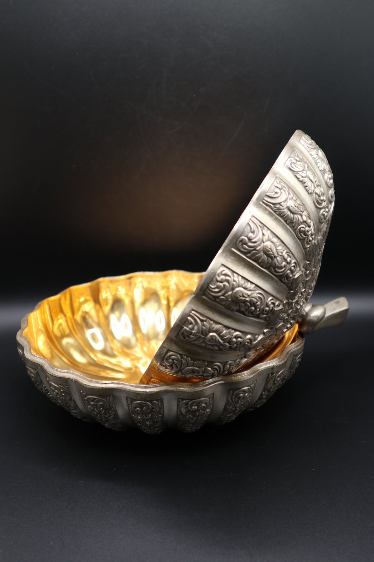 VINTAGE JAPAN SILVER PLATED PUMPKIN CANDY DISH