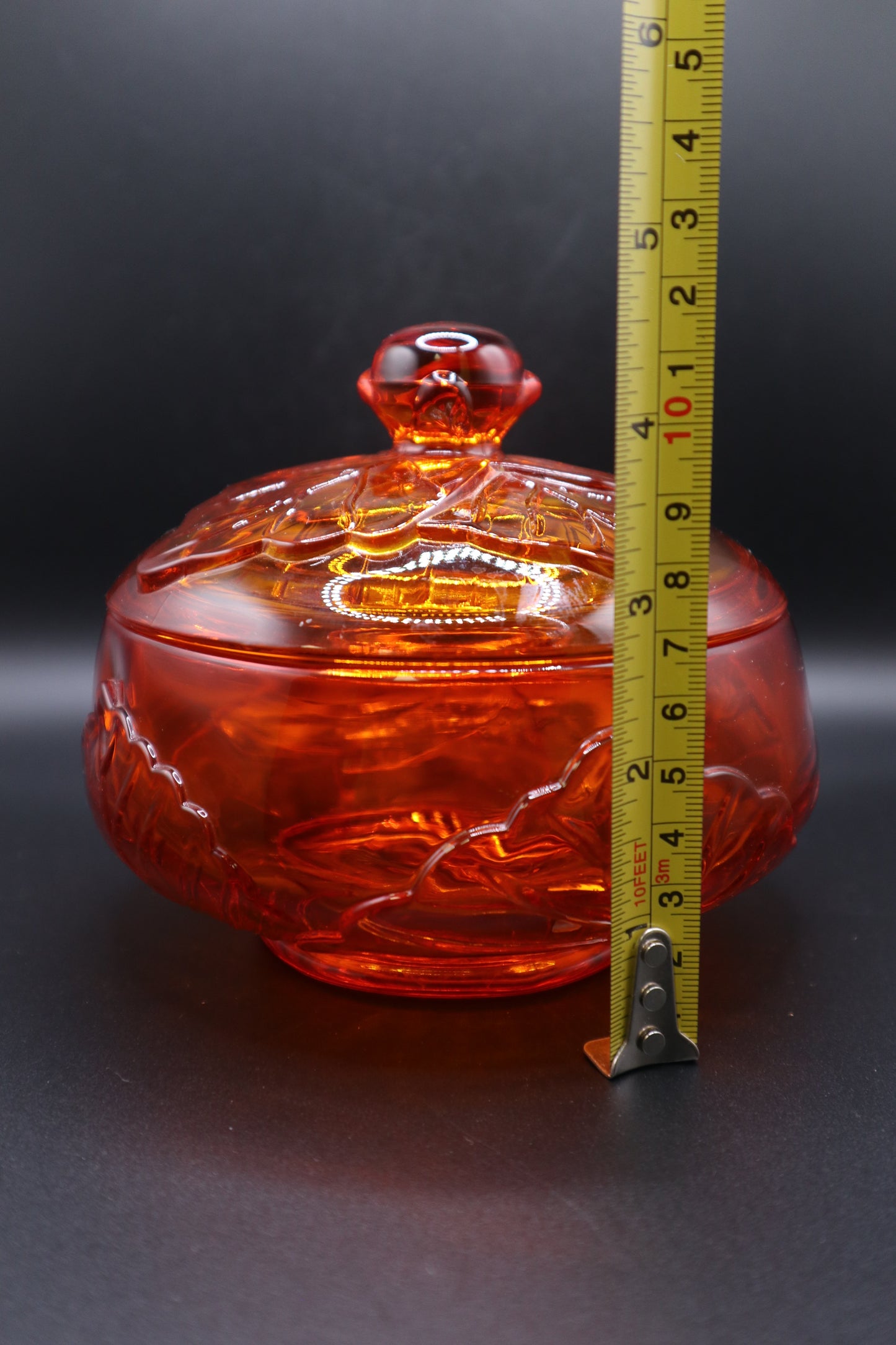 MCM VIKING PERSIMMON EPIC LEAF LIDDED CANDY DISH