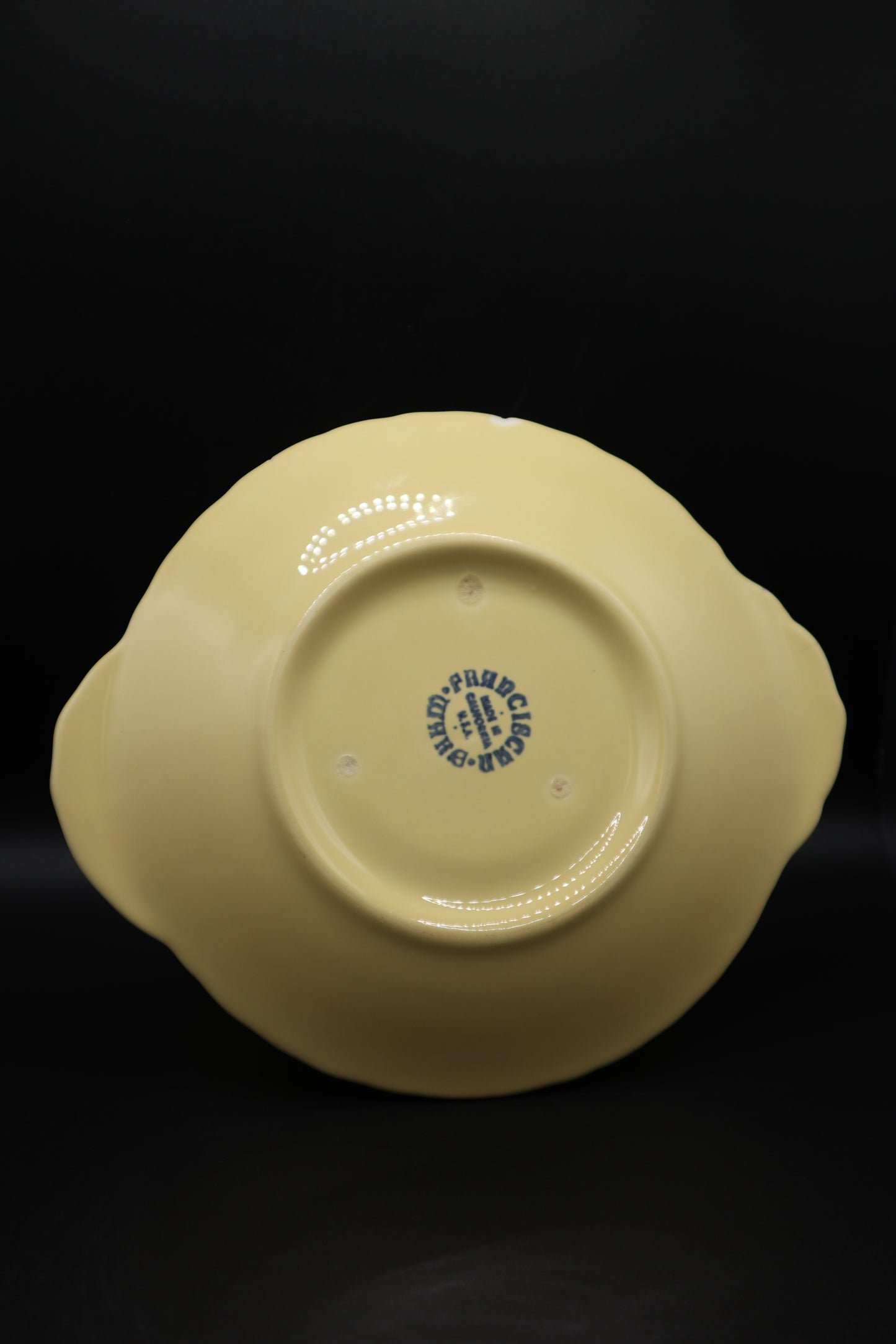 FRANCISCAN CORONADO GLOSSY YELLOW GRAY BOWL WITH ATTACHED UNDER PLATE