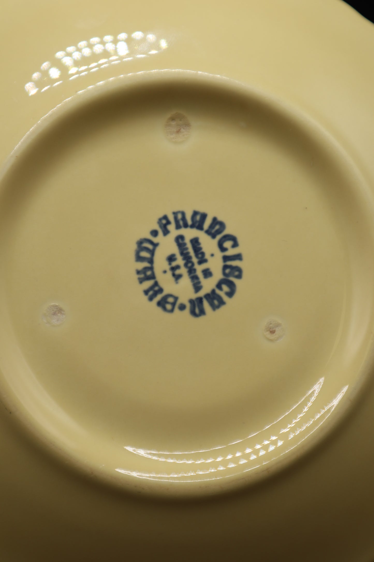 FRANCISCAN CORONADO GLOSSY YELLOW GRAY BOWL WITH ATTACHED UNDER PLATE