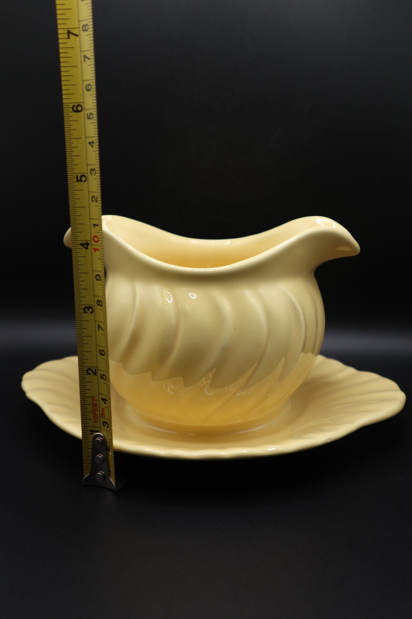 FRANCISCAN CORONADO GLOSSY YELLOW GRAY BOWL WITH ATTACHED UNDER PLATE
