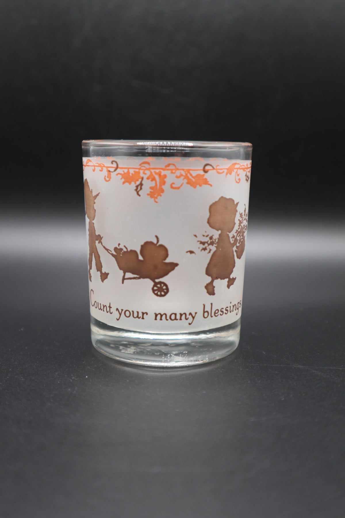 VINTAGE THANKSGIVING TEA LIGHT CANDLE HOLDER "COUNT YOUR BLESSINGS"