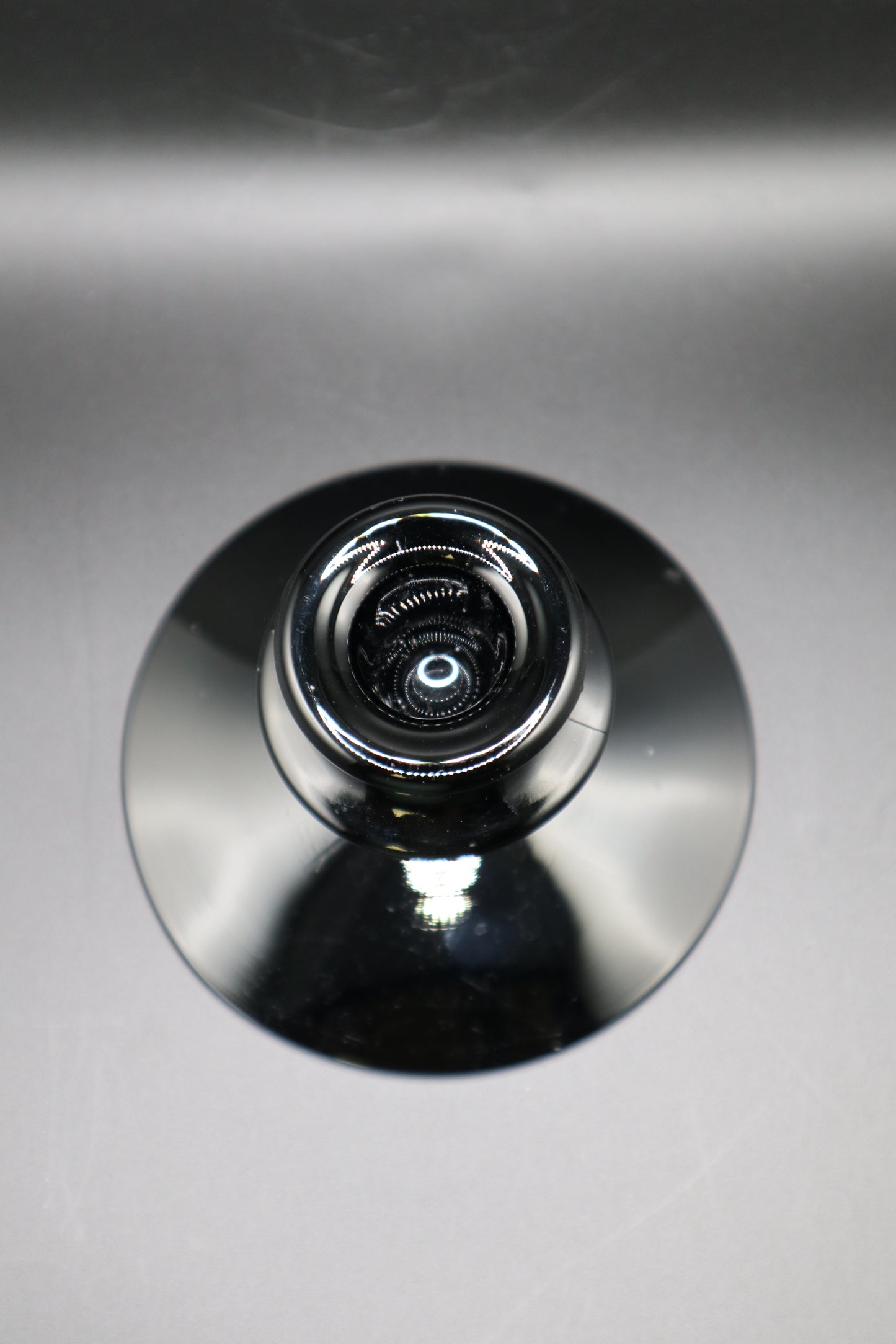 VINTAGE BLACK GLASS CANDLESTICK HOLDER