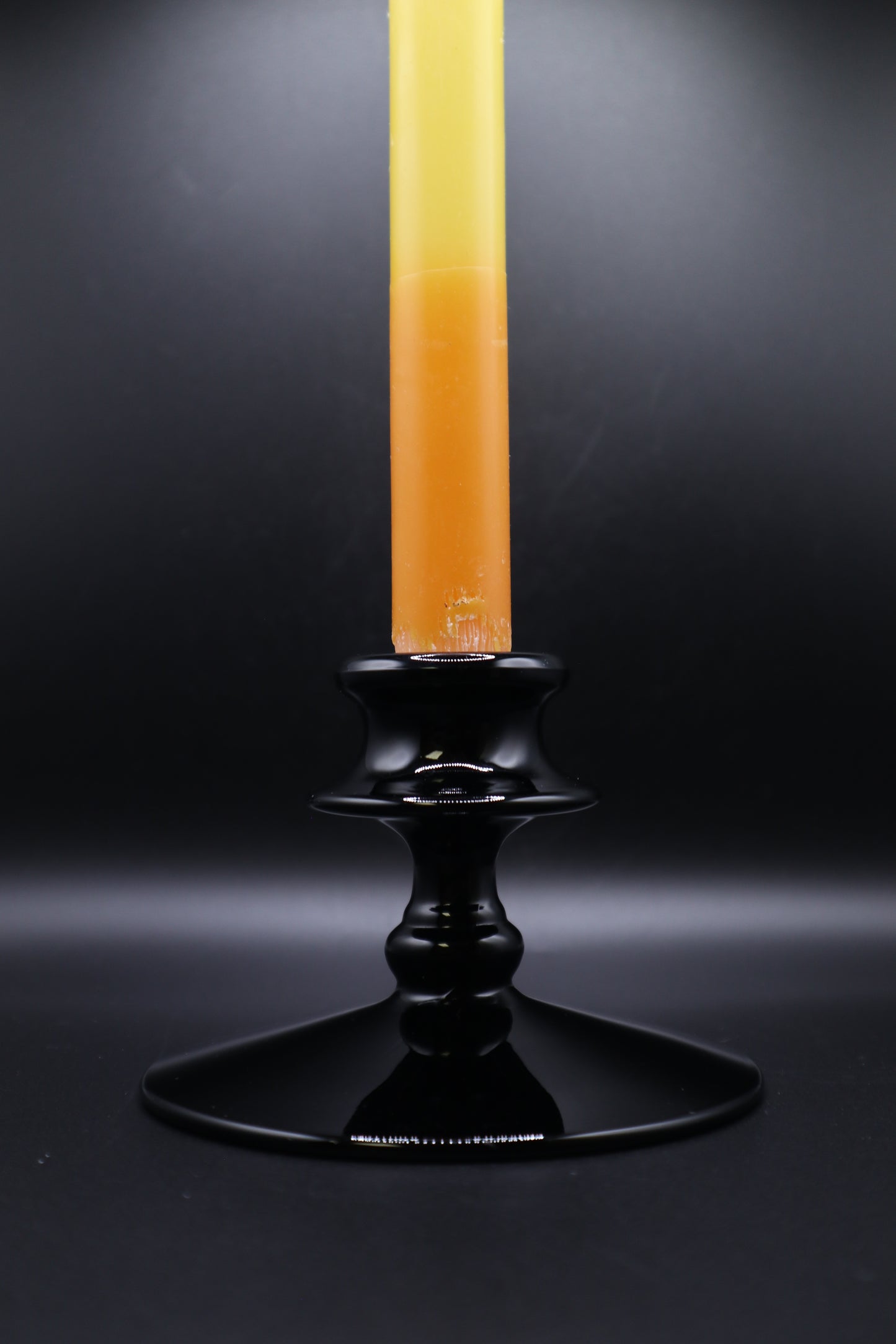 VINTAGE BLACK GLASS CANDLESTICK HOLDER