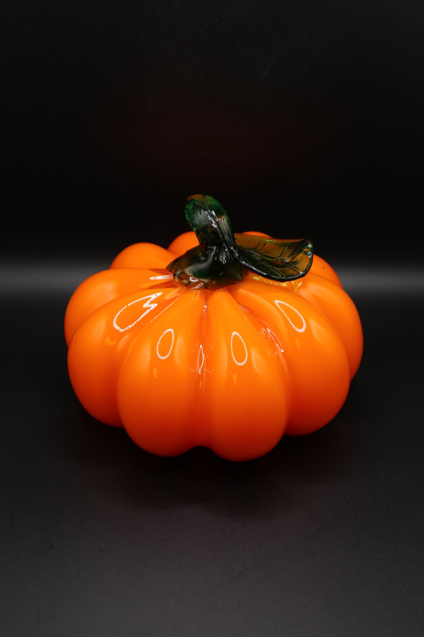 HAND BLOWN ORANGE GLASS PUMPKIN
