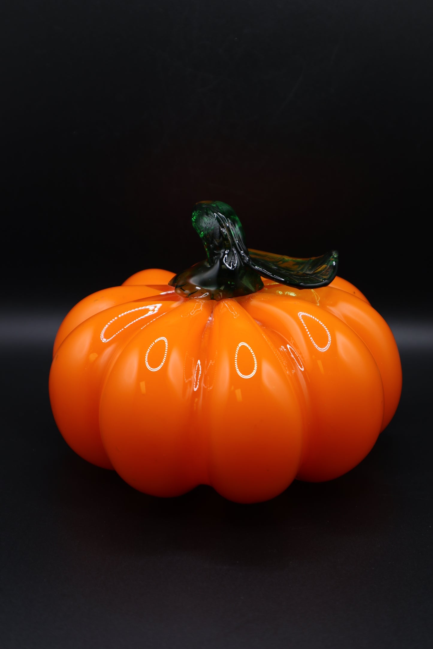 HAND BLOWN ORANGE GLASS PUMPKIN