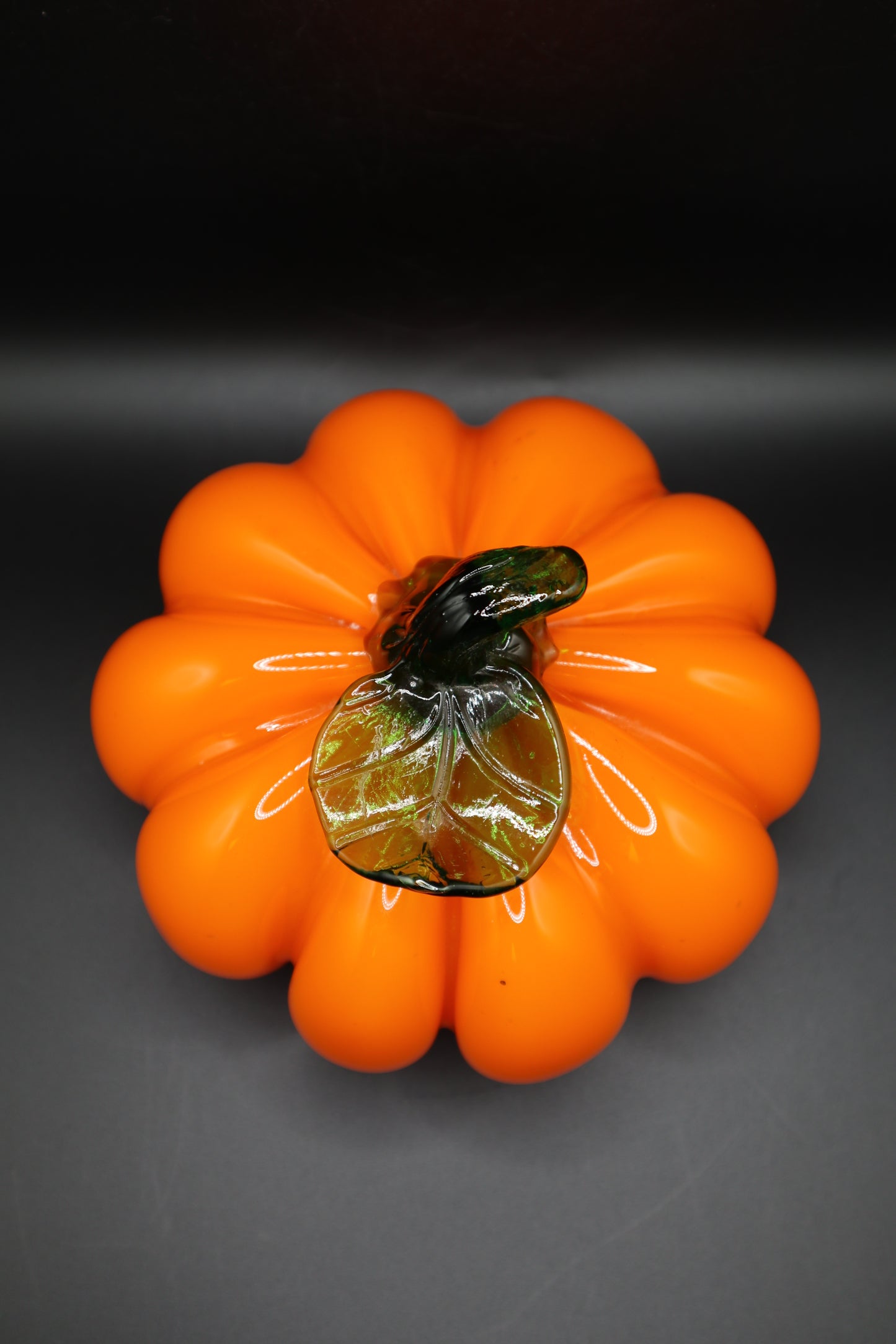 HAND BLOWN ORANGE GLASS PUMPKIN