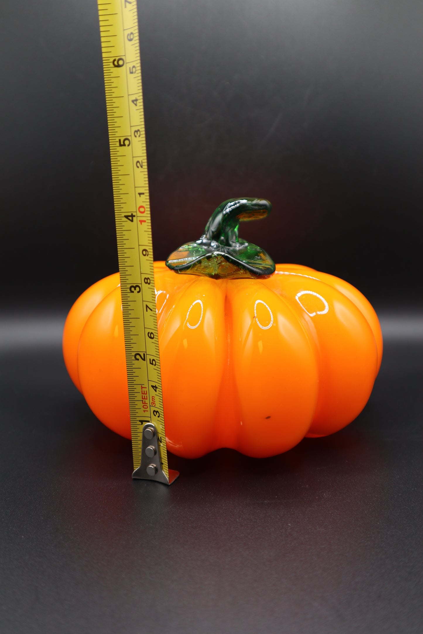 HAND BLOWN ORANGE GLASS PUMPKIN